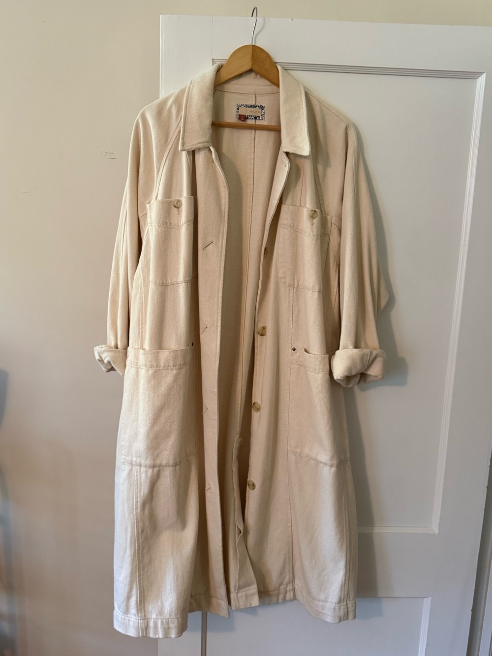 Anthropologie 100% cotton Pilcro Cream Longline Women's Coat